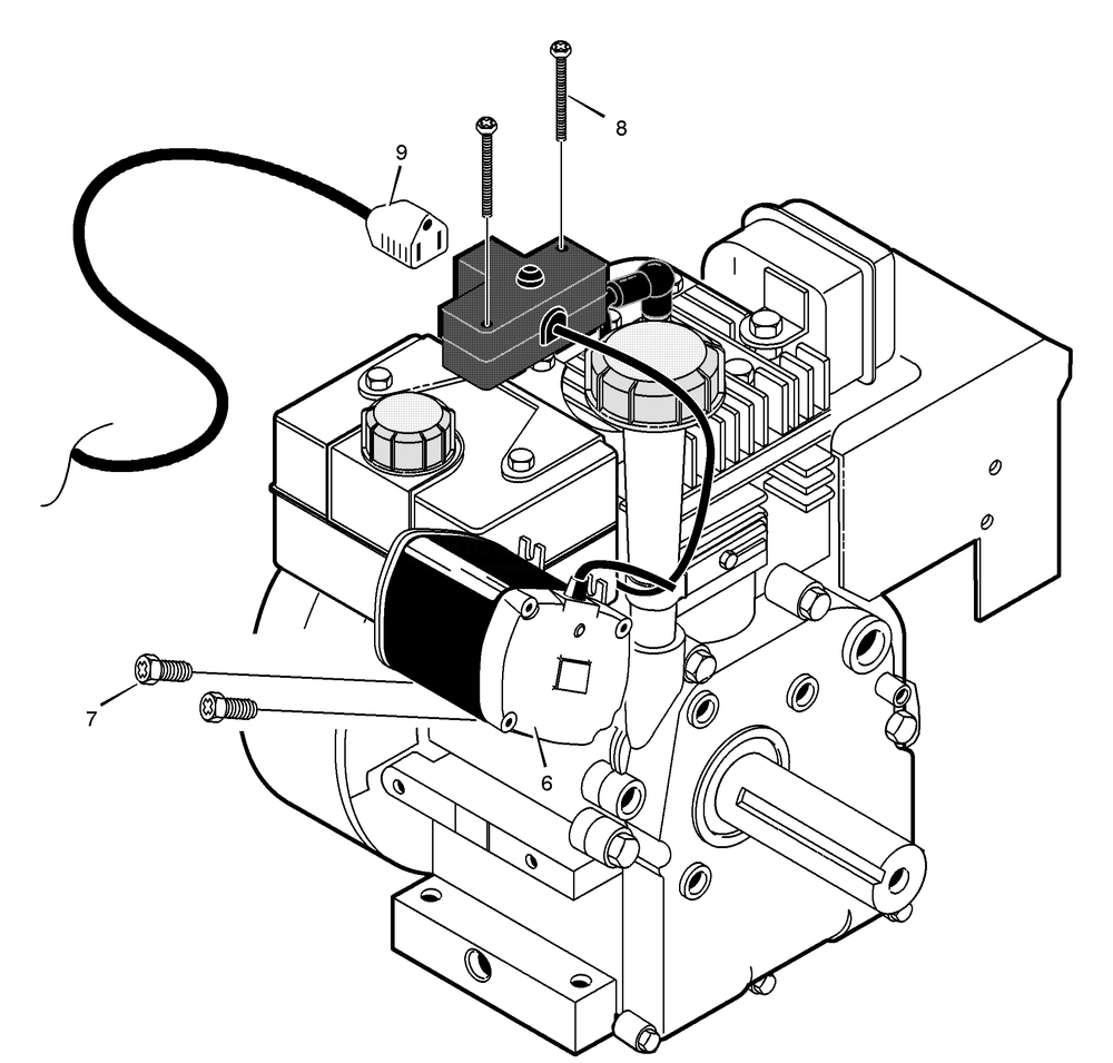 Electric Start Assembly Diagram and Parts List for 627804X89C 2001 Briggs and Stratton Snow Blower